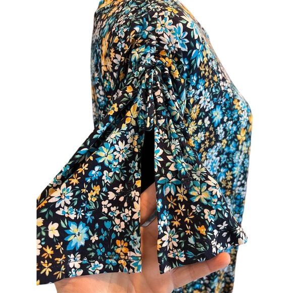 Terra & Sky Plus Size Floral Knit Dress 0X Multicolor Knee Length Short Sleeve - Picture 4 of 8